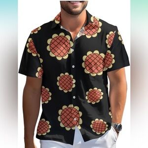 Black Floral Button Down Top